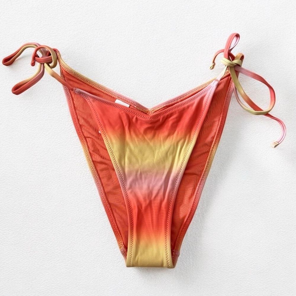 Aerie Women's Side Tie Cheekiest Sunset Ombré Bikini Bottoms Tie-Dye Medium